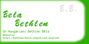 bela bethlen business card